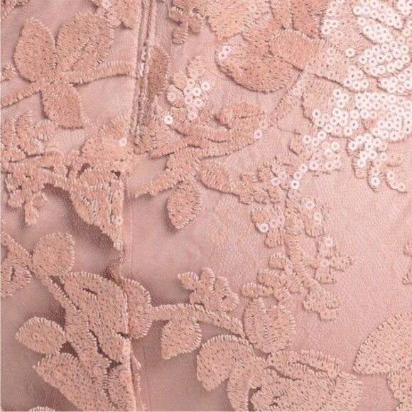 Tadashi Shoji Mauve Pink Lace/Sequin Sheath Dress Size 0 P - Picture 7 of 12